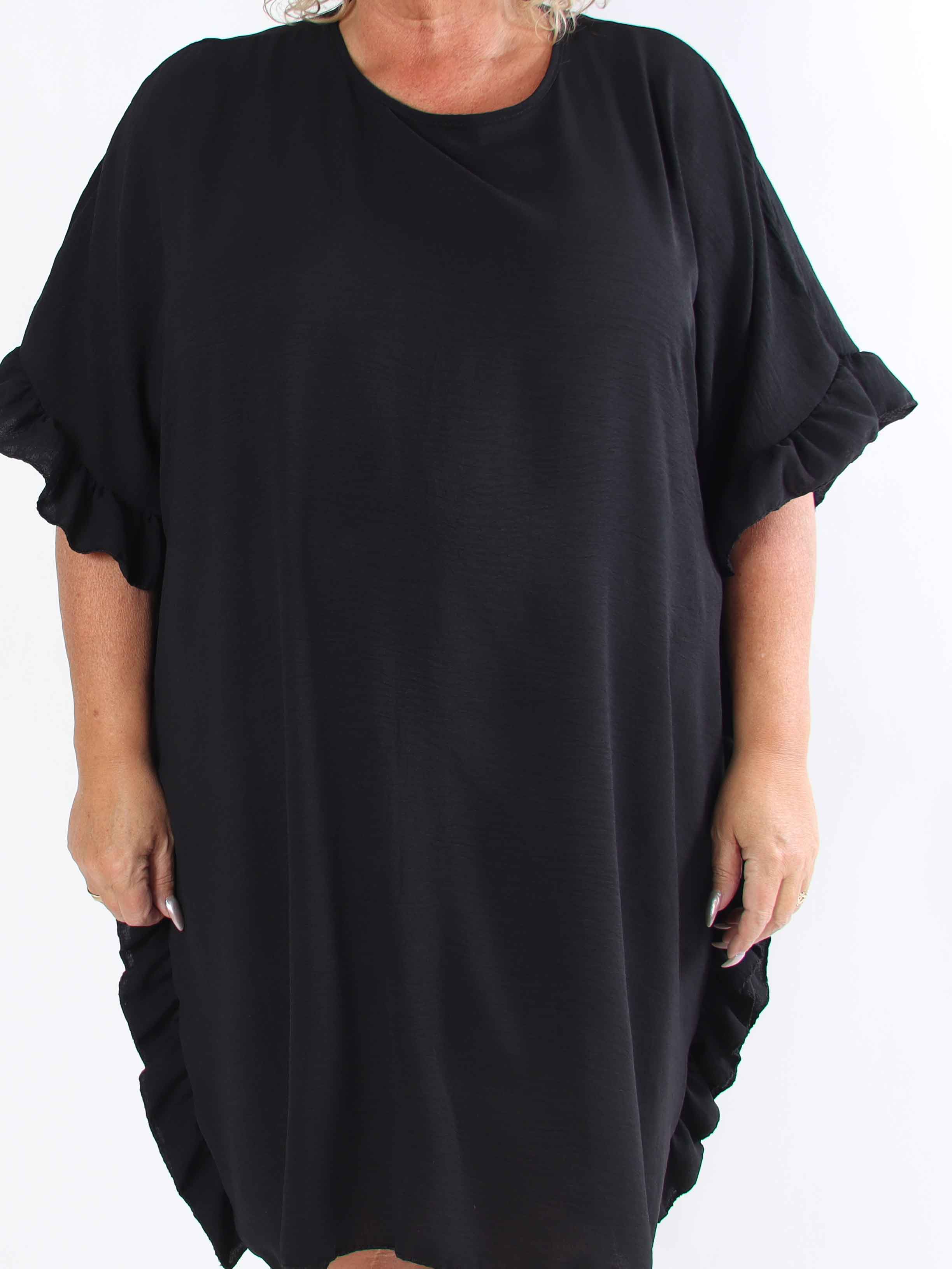 Cille - Plus size-tunika med volanger i sidorna